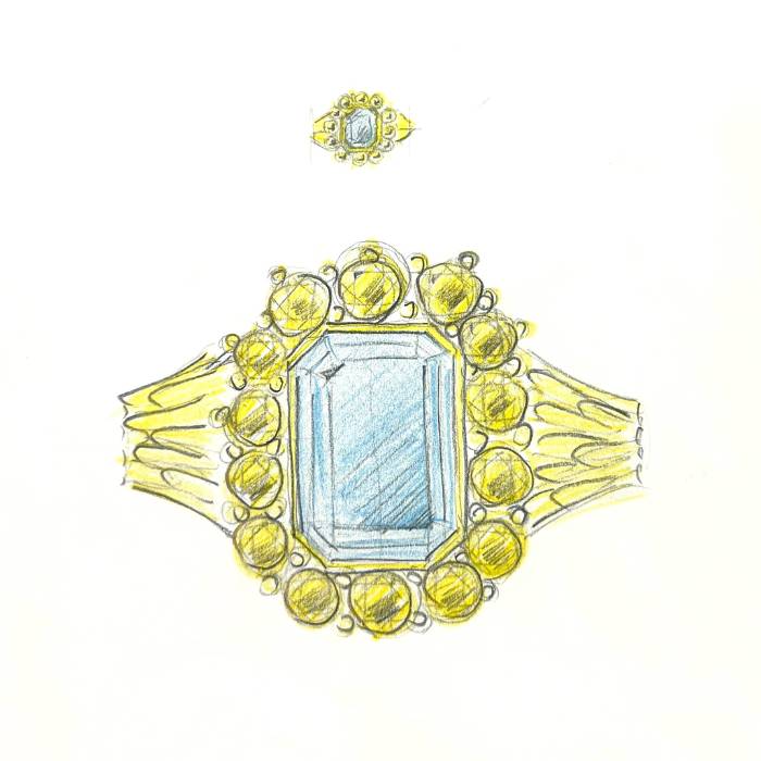 Individuelle Anfertigungen Ring Skizze gold